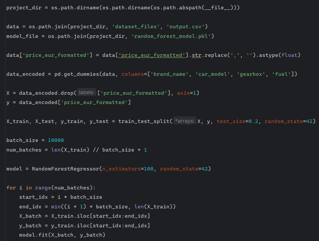 Model Training Screenshot